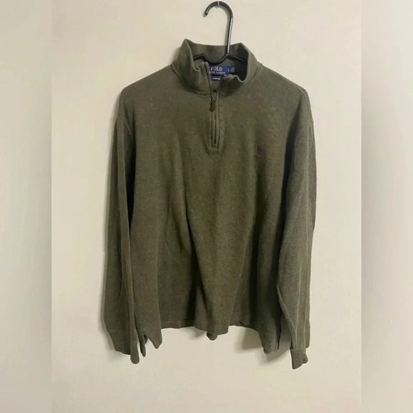 Polo Ralph Lauren Sweater 1/4 Zip Pullover Estate Rib Olive Green Size Large - Picture 1 of 6